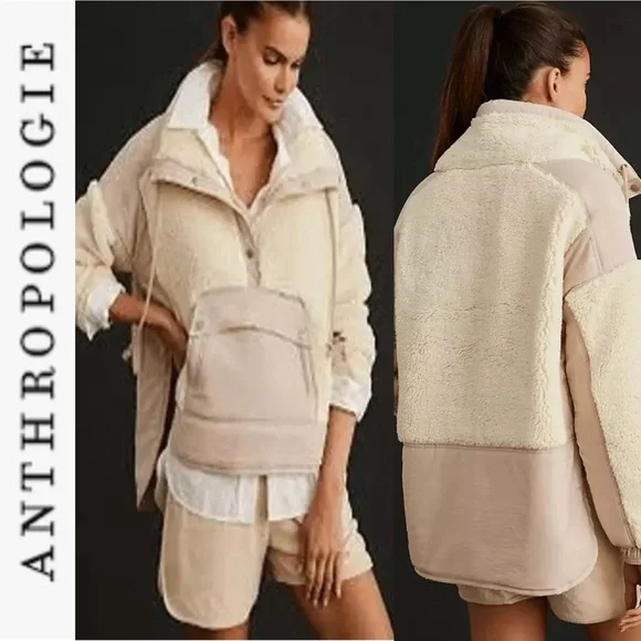 FINAL Last DAY Anthropologie Daily Practice Cream Long Sleeve Sherpa Jacket s - Picture 2 of 14